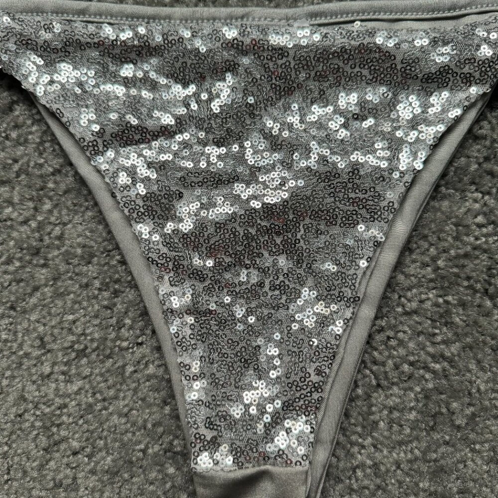 Silver Sequin String Bikini 2 Piece - image 2